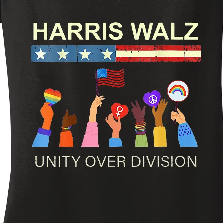 Harris Waltz 2024 Unity Over Division Women's V-Neck T-Shirt