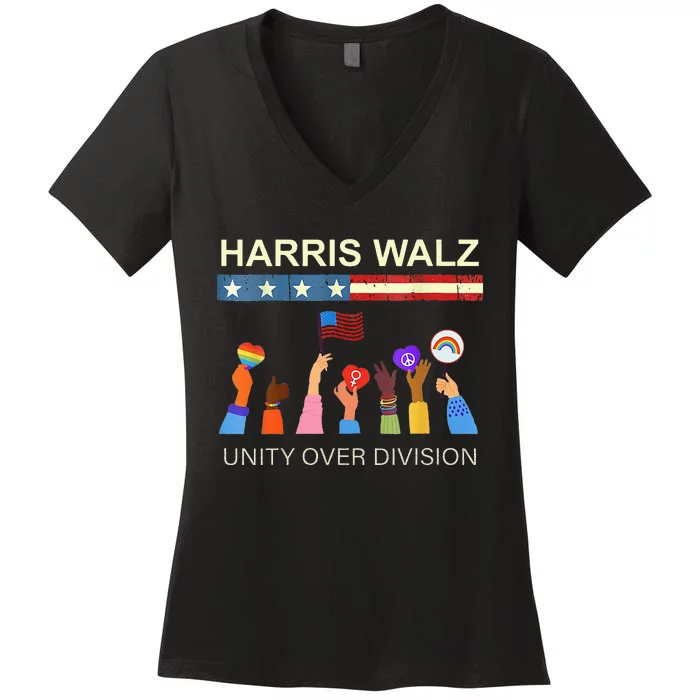 Harris Waltz 2024 Unity Over Division Women's V-Neck T-Shirt