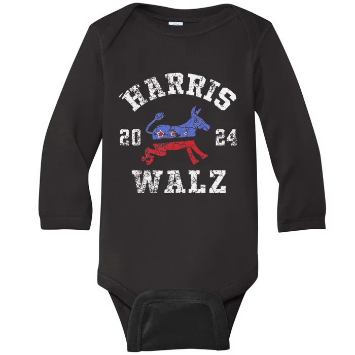 Harris Walz 2024 Election Kamala Harris Tim Waltz 2024 Gift Baby Long Sleeve Bodysuit