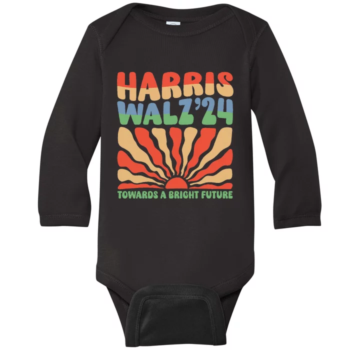 Harris Walz 24 Towards A Bright Future Baby Long Sleeve Bodysuit