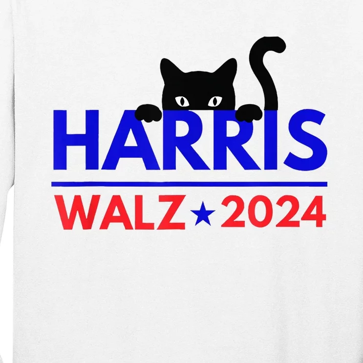 Harris Walz 2024 Funny Cat Election Kamala Long Sleeve Shirt