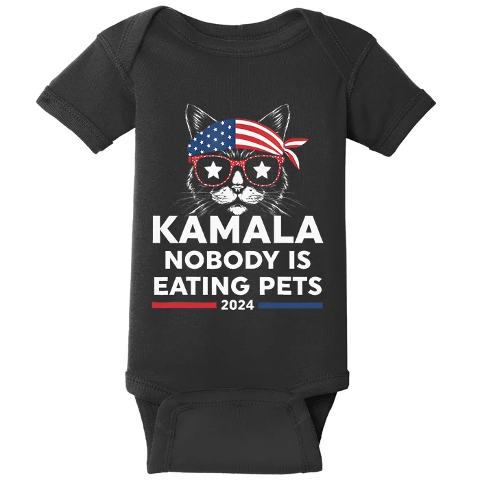 Harris Walz 2024 Nobody Is Eating Pets Baby Bodysuit