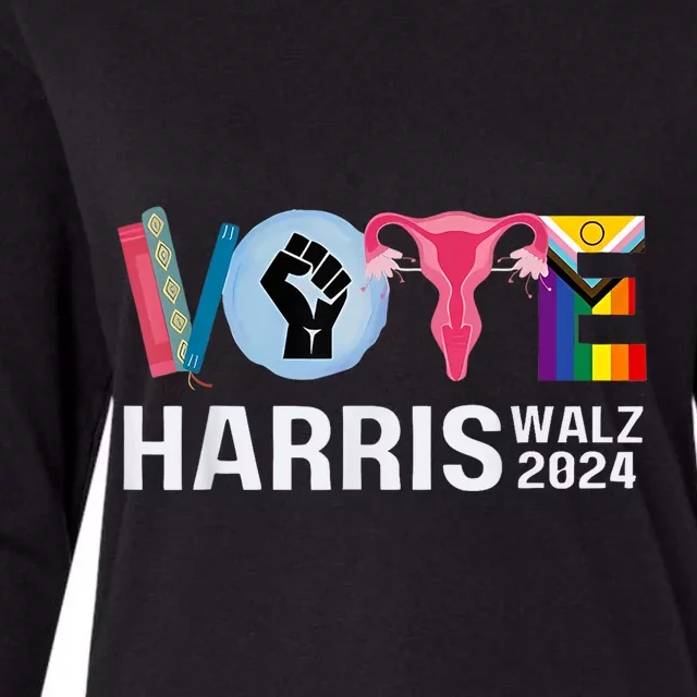 Harris Walz 24 Vote Books Lgbt Election Womens Cotton Relaxed Long Sleeve T-Shirt