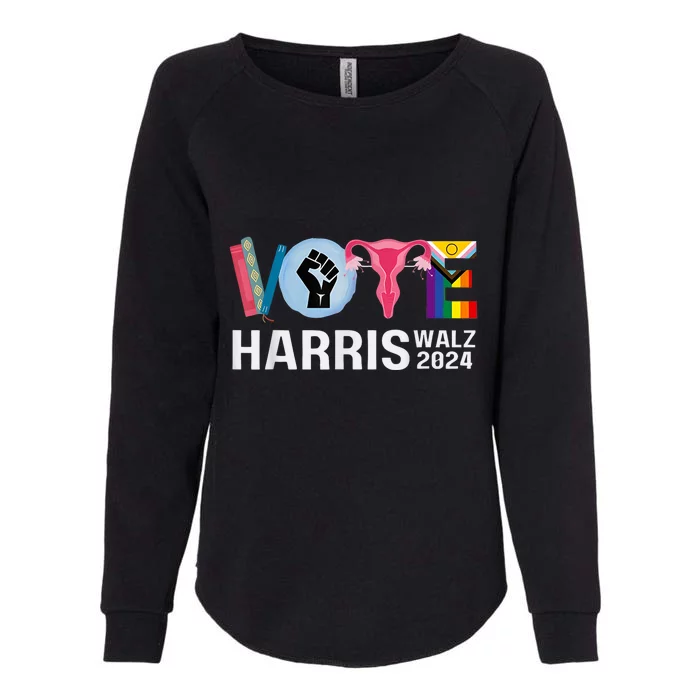 Harris Walz 24 Vote Books Lgbt Election Womens California Wash Sweatshirt