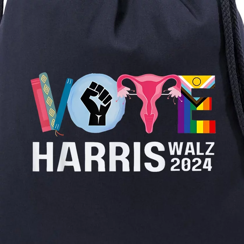 Harris Walz 24 Vote Books Lgbt Election Drawstring Bag