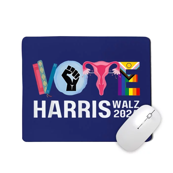 Harris Walz 24 Vote Books Lgbt Election Mousepad