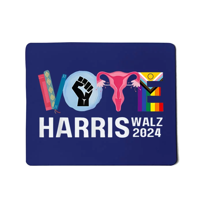 Harris Walz 24 Vote Books Lgbt Election Mousepad