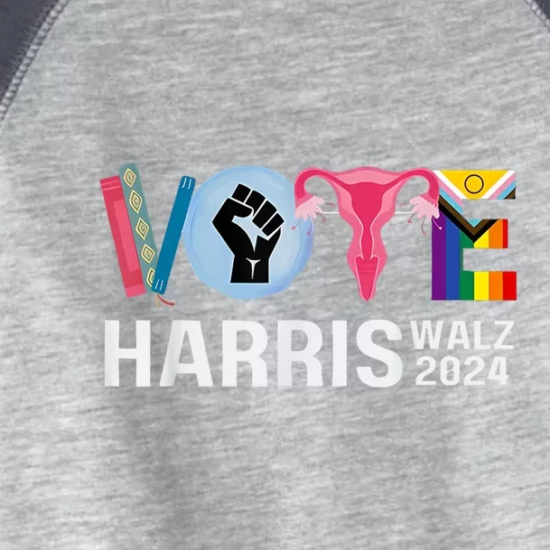 Harris Walz 24 Vote Books Lgbt Election Toddler Fine Jersey T-Shirt