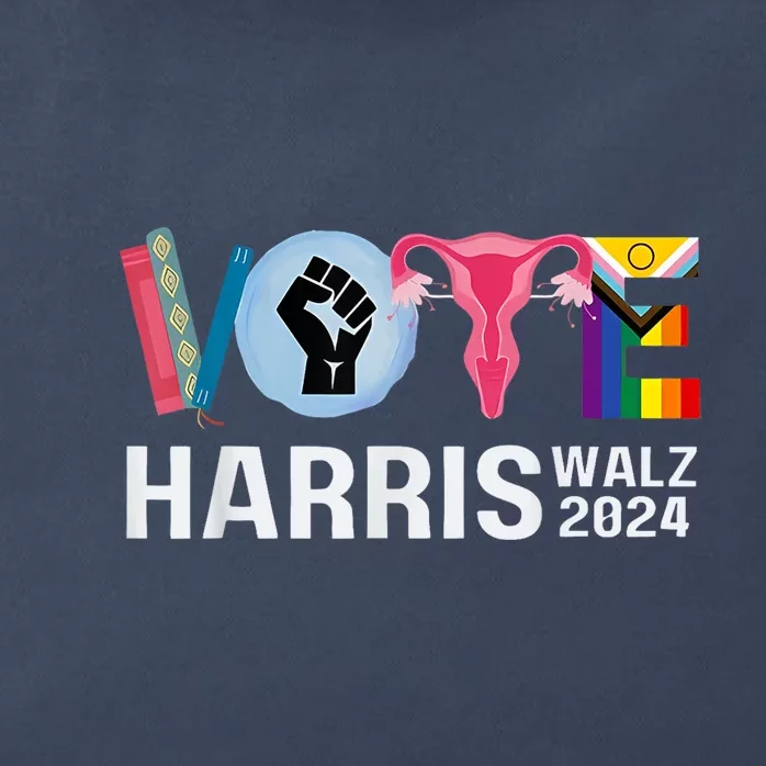 Harris Walz 24 Vote Books Lgbt Election Zip Tote Bag