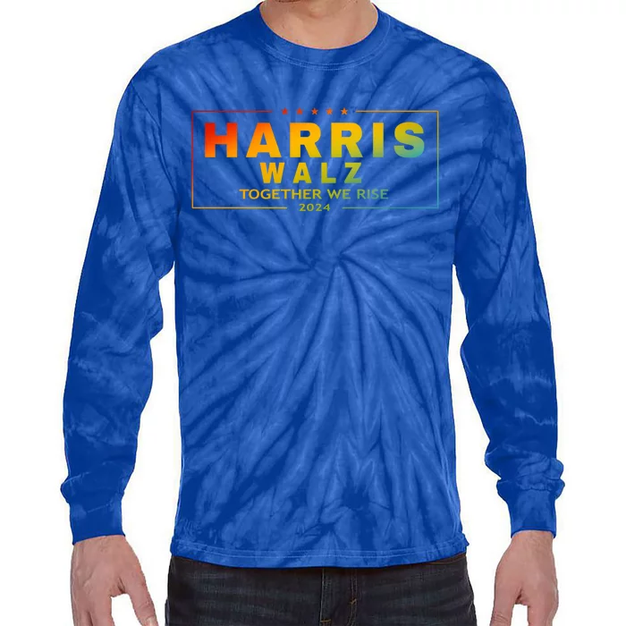 Harris Walz 2024 Together We Rise Lgbt Gift Tie-Dye Long Sleeve Shirt