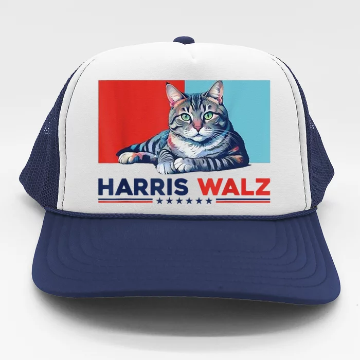 Harris Walz 2024 Funny Cat Election Kamala Harris Trucker Hat