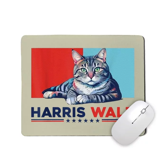 Harris Walz 2024 Funny Cat Election Kamala Harris Mousepad