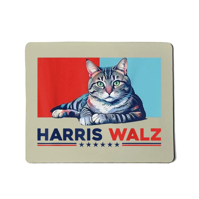 Harris Walz 2024 Funny Cat Election Kamala Harris Mousepad