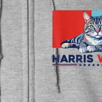 Harris Walz 2024 Funny Cat Election Kamala Harris Full Zip Hoodie