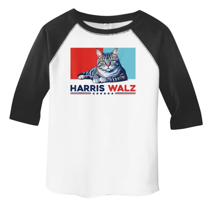 Harris Walz 2024 Funny Cat Election Kamala Harris Toddler Fine Jersey T-Shirt