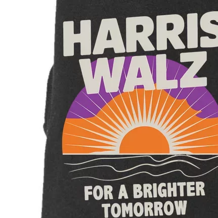 Harris Walz 2024 Boho Retro Sunrise Brighter Tomorrow Quote Long Sleeve Doggie 3-End Fleece Hoodie