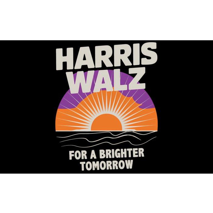 Harris Walz 2024 Boho Retro Sunrise Brighter Tomorrow Quote Long Sleeve Bumper Sticker