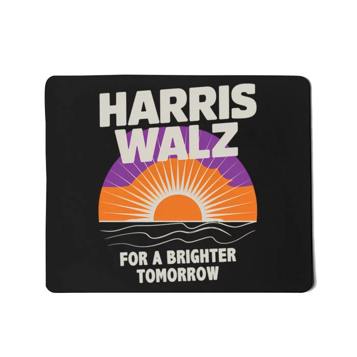 Harris Walz 2024 Boho Retro Sunrise Brighter Tomorrow Quote Long Sleeve Mousepad