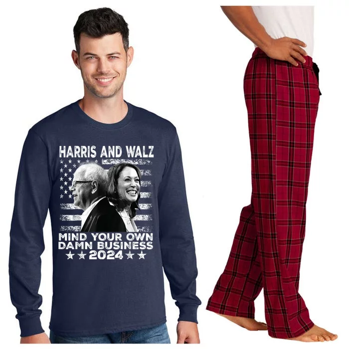 Harris Walz 2024 Mind Your Own Damn Business Long Sleeve Pajama Set