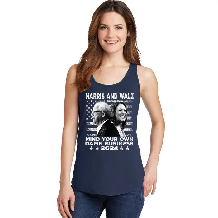 Harris Walz 2024 Mind Your Own Damn Business Ladies Essential Tank