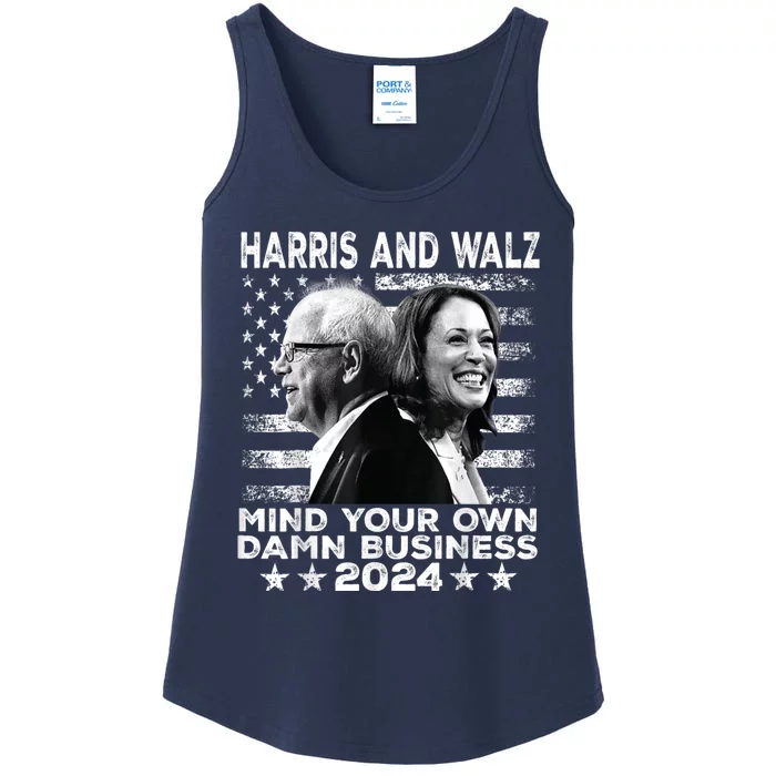 Harris Walz 2024 Mind Your Own Damn Business Ladies Essential Tank