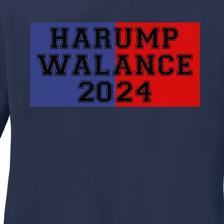 Harump Walance 2024 Harris Trump Walz Vance Funny 2024 Ladies Long Sleeve Shirt