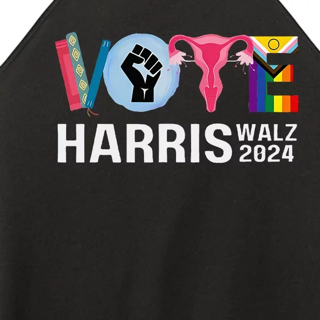 Harris Walz 24 Vote Books Reproductive Rights Lgbt Election Women’s Perfect Tri Rocker Tank