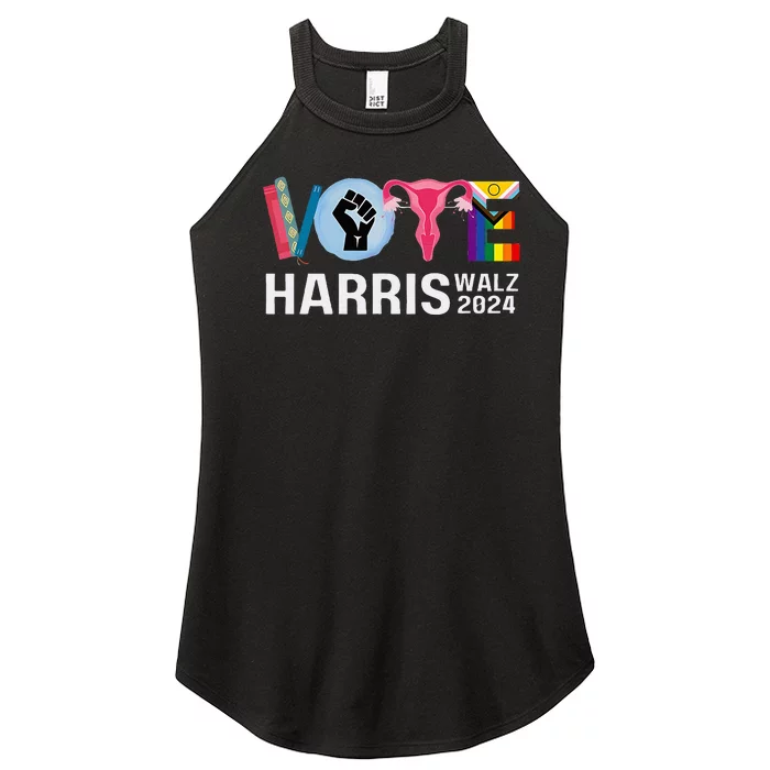 Harris Walz 24 Vote Books Reproductive Rights Lgbt Election Women’s Perfect Tri Rocker Tank