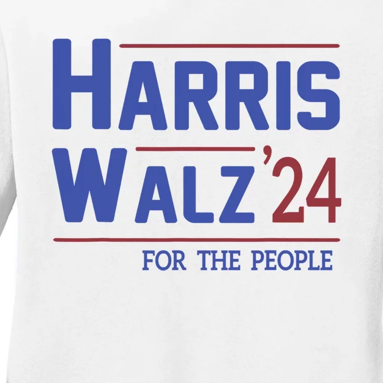 Harris Walz 2024 President American Flag Kamala Harris Waltz Ladies Long Sleeve Shirt