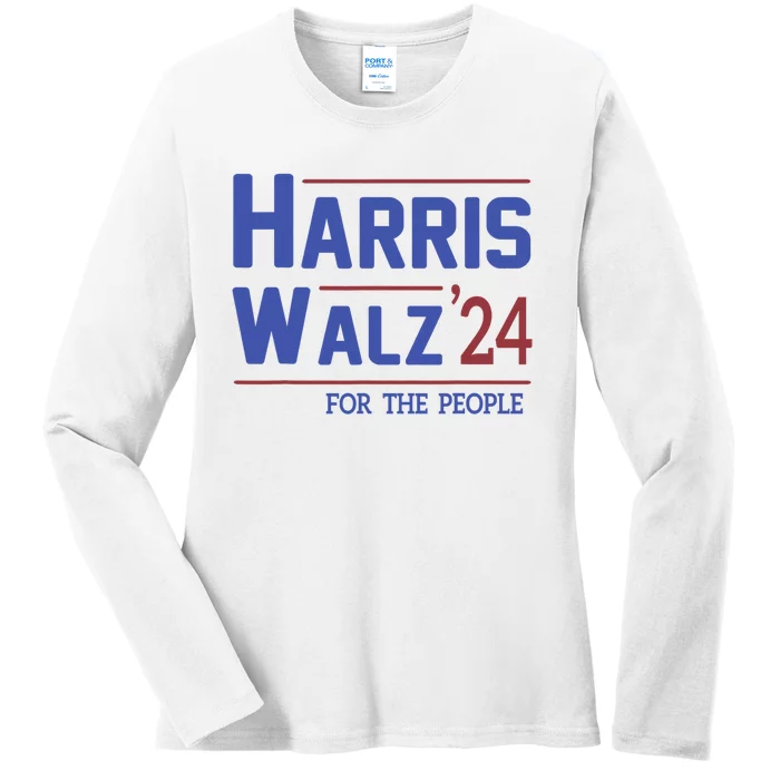 Harris Walz 2024 President American Flag Kamala Harris Waltz Ladies Long Sleeve Shirt