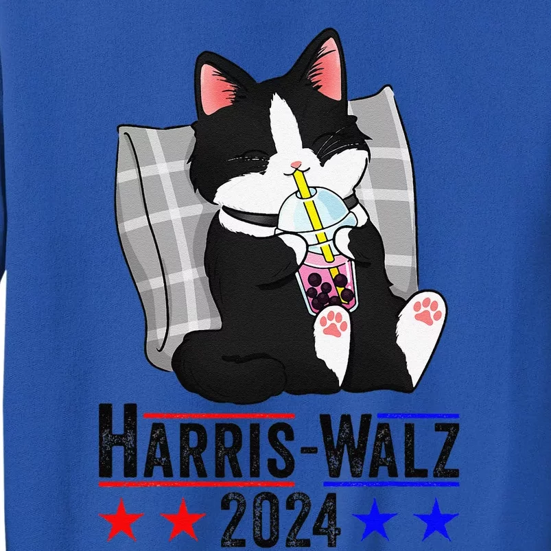 Harris Walz 2024 Funny Cat Graphic Kamala Harris Tim Waltz Tall Sweatshirt