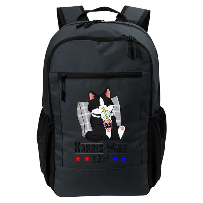 Harris Walz 2024 Funny Cat Graphic Kamala Harris Tim Waltz Daily Commute Backpack