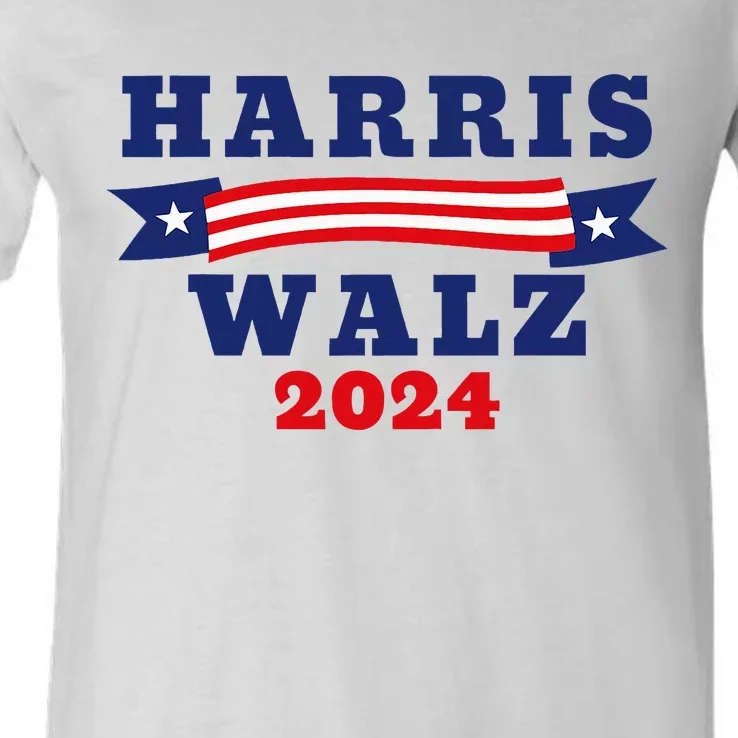 Harris Walz 2024 American Flag Kamal Harris Tim Waltz 2024 V-Neck T-Shirt