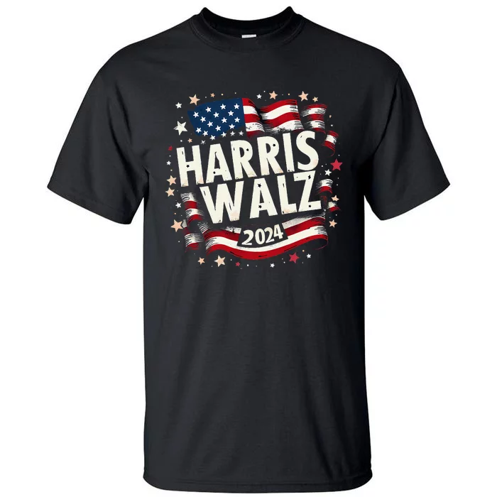 Harris Walz 2024 Usa Flag Kamala Harris Tom Walz Tall T-Shirt