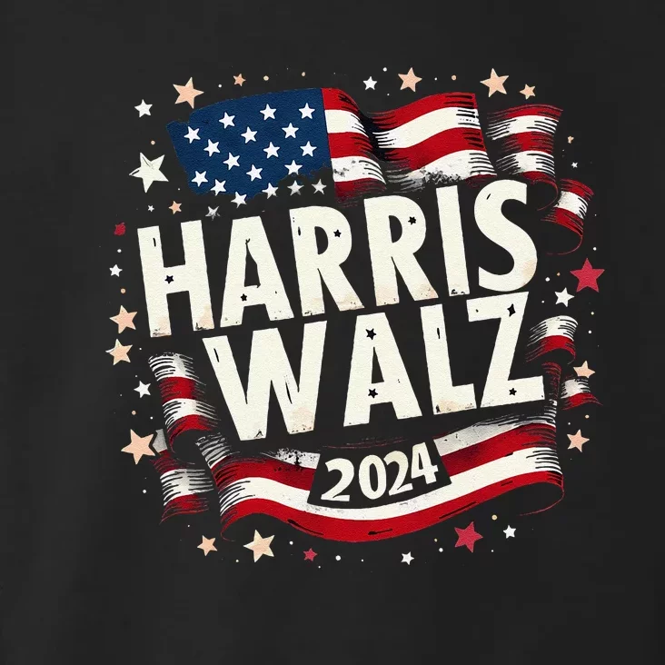 Harris Walz 2024 Usa Flag Kamala Harris Tom Walz Toddler Hoodie