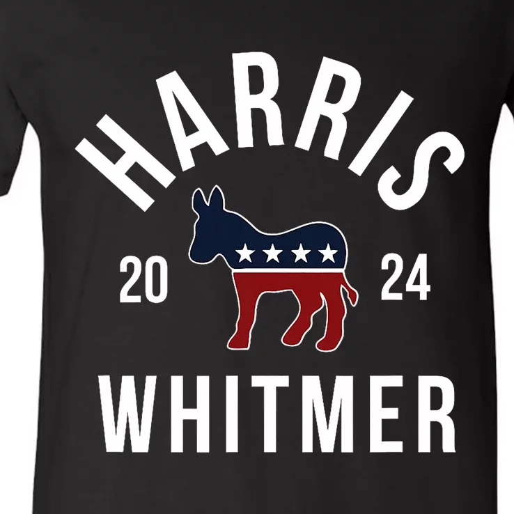 Harris Whitmer 2024 Vote Kamala Harris Gretchen Whitmer 24 V-Neck T-Shirt