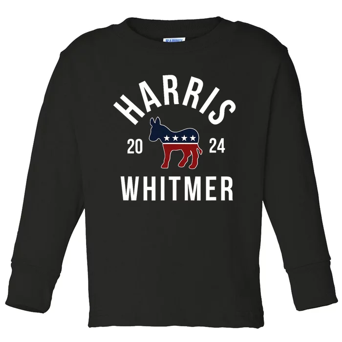 Harris Whitmer 2024 Vote Kamala Harris Gretchen Whitmer 24 Toddler Long Sleeve Shirt