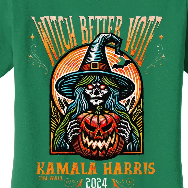 Harris Walz 2024 Halloween Witch Better Vote Kamala Harris Women's T-Shirt