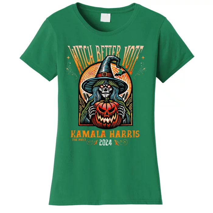 Harris Walz 2024 Halloween Witch Better Vote Kamala Harris Women's T-Shirt