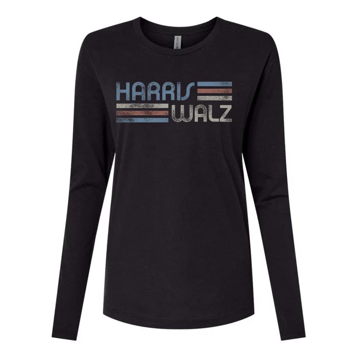 Harris Walz 2024 Retro Faded Stripes Harris Waltz 2024 Womens Cotton Relaxed Long Sleeve T-Shirt