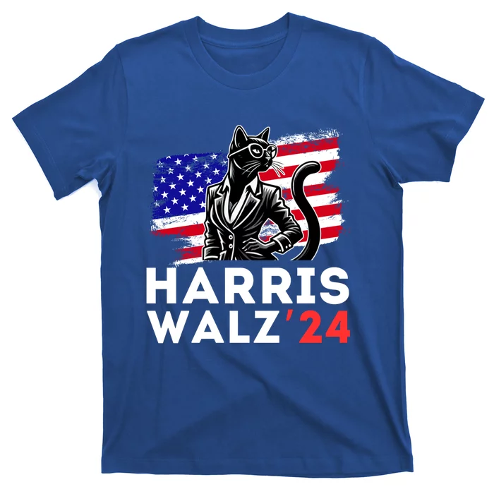 Harris Walz 2024 Coool Cat Election Kamala Harris Tim Waltz Gift T-Shirt