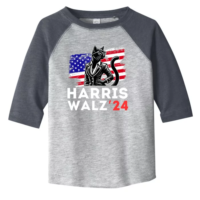 Harris Walz 2024 Coool Cat Election Kamala Harris Tim Waltz Gift Toddler Fine Jersey T-Shirt