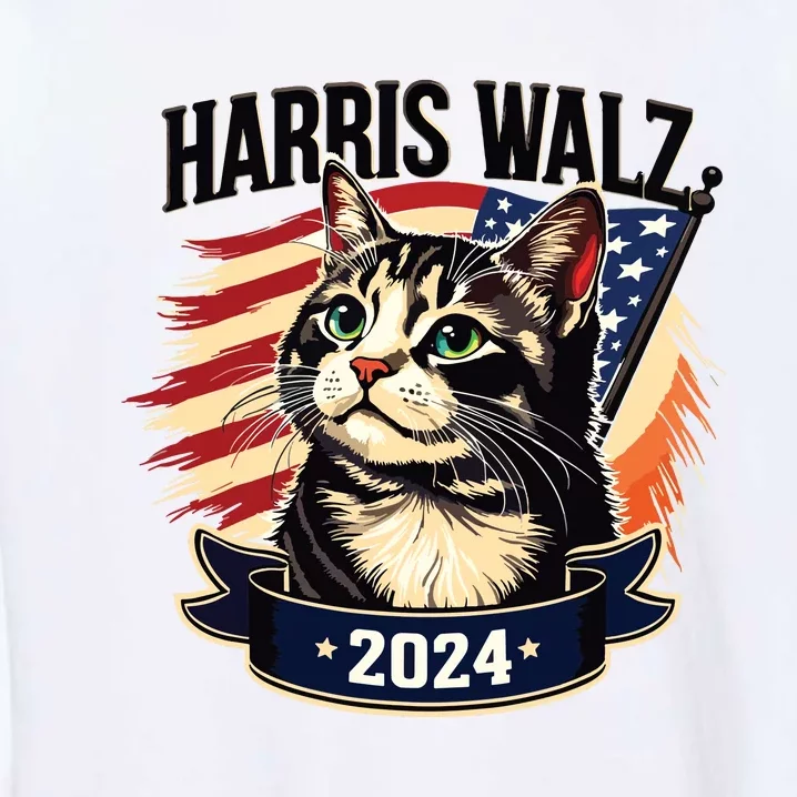 Harris Walz 2024 Funny Cat Kamala Harris Tim Walz Waltz Garment-Dyed Sweatshirt