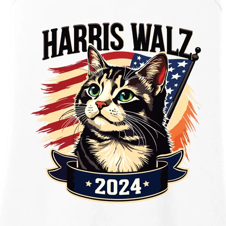 Harris Walz 2024 Funny Cat Kamala Harris Tim Walz Waltz Ladies Essential Tank