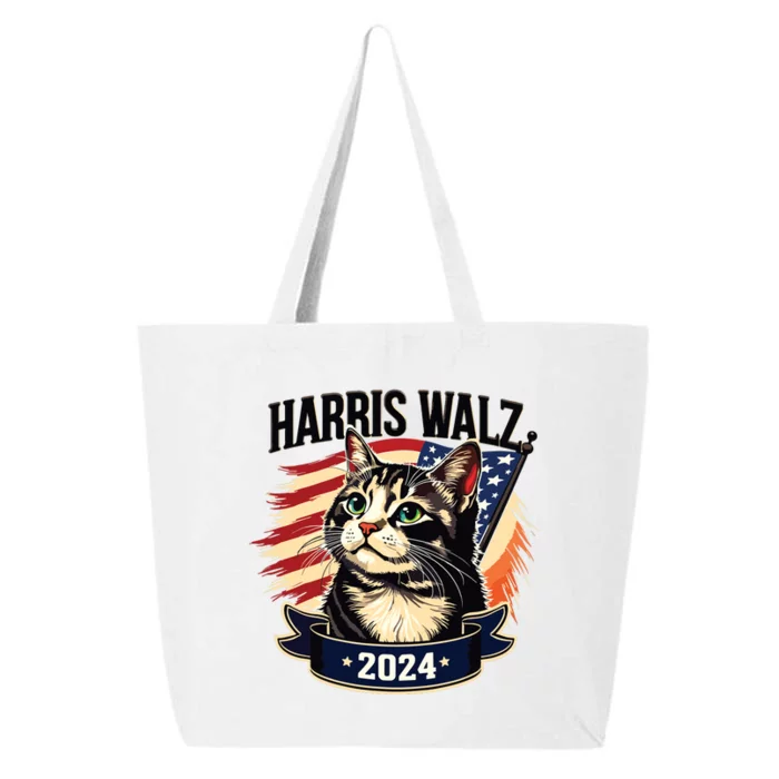 Harris Walz 2024 Funny Cat Kamala Harris Tim Walz Waltz 25L Jumbo Tote