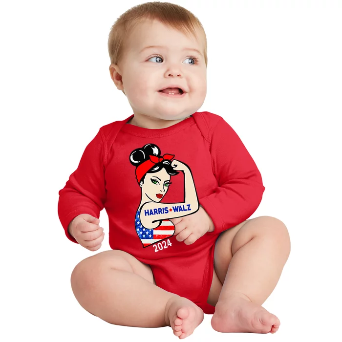 Harris Waltz 2024 Election Kamala Harris Tim Waltz 24 Baby Long Sleeve Bodysuit