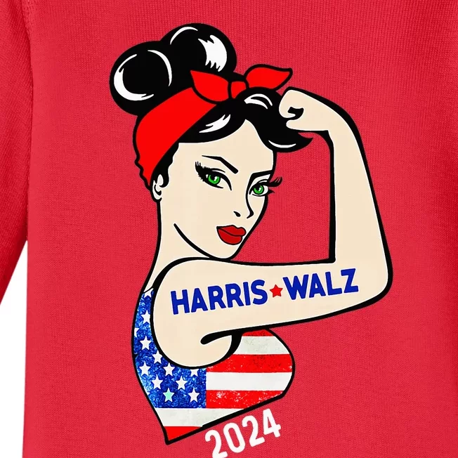 Harris Waltz 2024 Election Kamala Harris Tim Waltz 24 Baby Long Sleeve Bodysuit