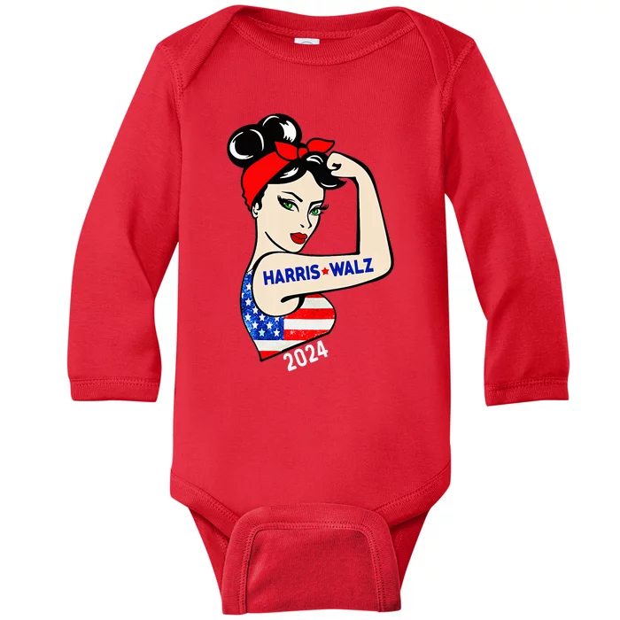 Harris Waltz 2024 Election Kamala Harris Tim Waltz 24 Baby Long Sleeve Bodysuit