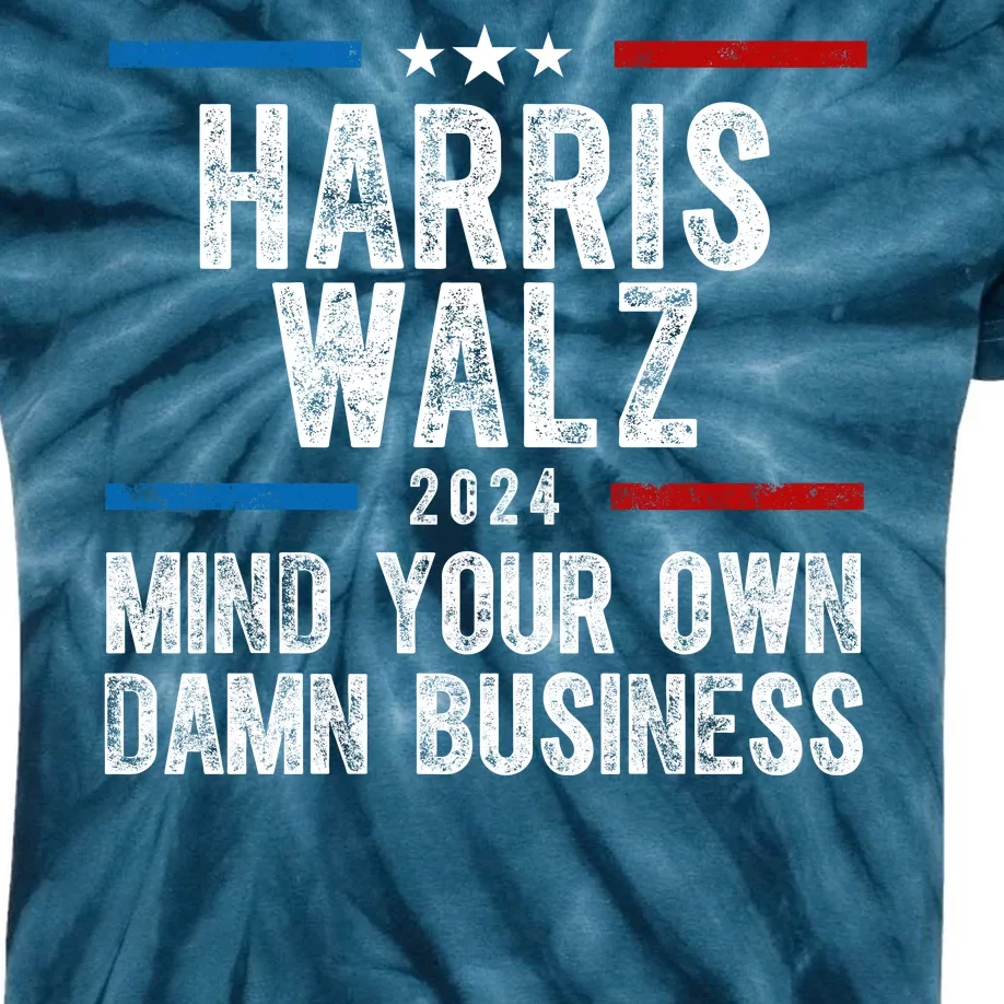 Harris Walz 2024 Mind Your Own Damn Business Kids Tie-Dye T-Shirt