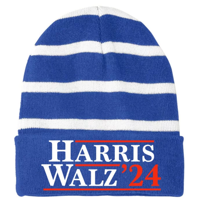 Harris Walz 24 Classic Campaign Election Cute Gift Striped Beanie with Solid Band